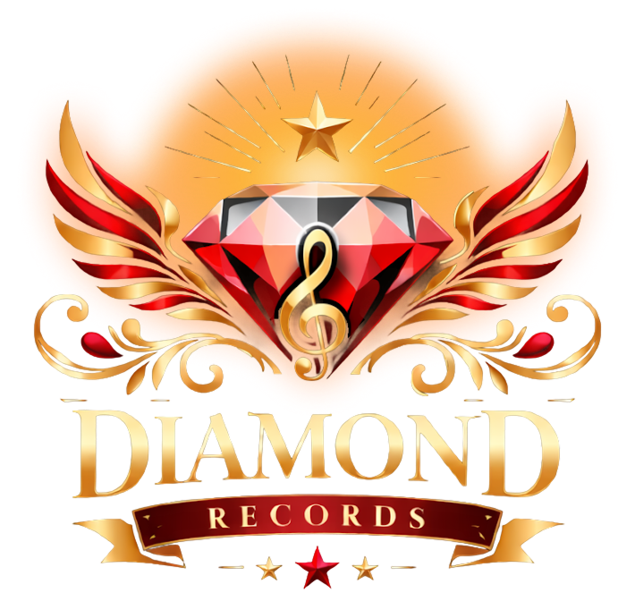 Diamond Records logo with red gemstone.
