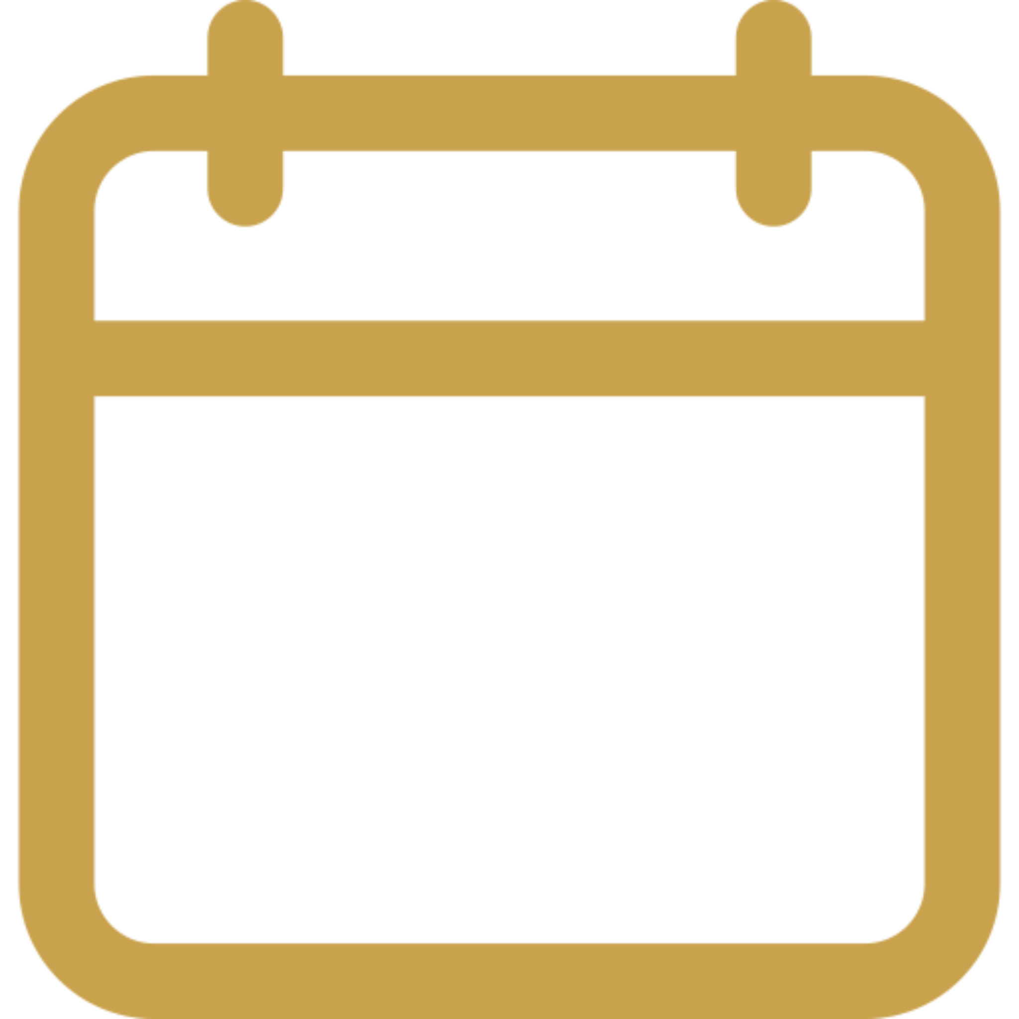 Golden calendar icon on black background.