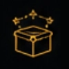 Glowing box with stars on black background.