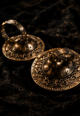 Ornate bronze discs with mysterious engravings.