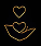Hand holding two floating hearts outline.