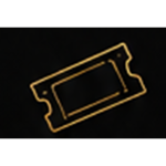 Golden outline of a microchip on black.
