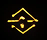Yellow geometric logo on black background.