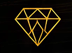 Geometric diamond shape on black background.