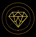 Geometric diamond with circular lines design.