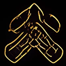 Abstract yellow design on black background.