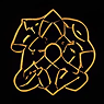 Abstract geometric pattern on black background.