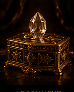 Ornate box with a crystal on top.