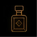 Outline of a perfume bottle on black.