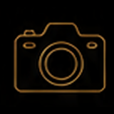 Camera icon on a black background.