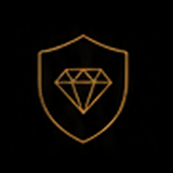 Shield with diamond emblem on black background.