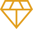 Orange diamond outline on black background.