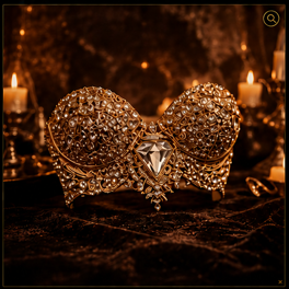 Ornate jeweled bra with diamond centerpiece.
